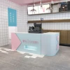 White and Pink Sweet Warm Style Modern Small Reception Desk White Reception Desk