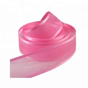 wholesale 100% polyester material decorated organza ribbon with cotton webbing