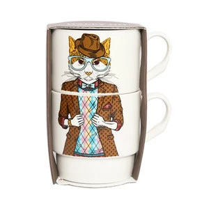 Wholesale 2019 free color box and pattern design customizable can overlap 9.5 oz 270 ml ceramic mugs