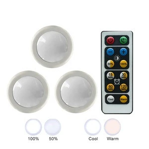 Wholesale 3 Pack Warm and Cold White SMD LED Round Remote Control cabinet Light For Room