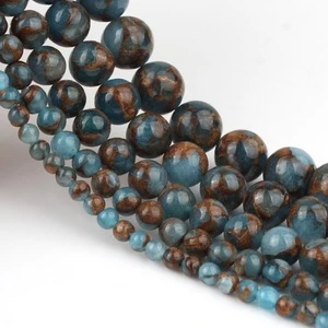 Wholesale 6/8/10mm Natural Lake Blue Cloisonne Stone Round Loose Beads For Jewelry Making