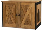 Wholesale Barn Door Cat House Hidden Litter Pan Farmhouse Cat Bathroom Cat Room