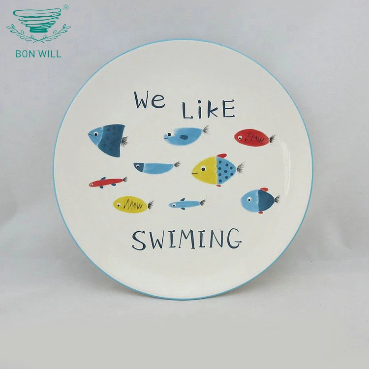 Wholesale cheap all size decal dinnerware 10&quot; white ceramic dishes round porcelain dinner plates