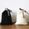 Wholesale Custom Promotional Printed Organic Produce Cotton muslin Tote Drawstring Tea Bag With Ribbon 3*4