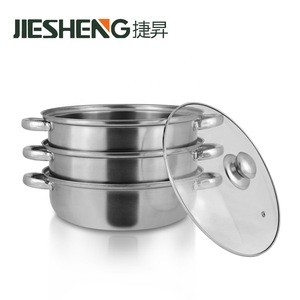 Wholesale Double Boiler Stack Steaming Pot India Stainless Steel Industrial Food Steamer with Glass Lids