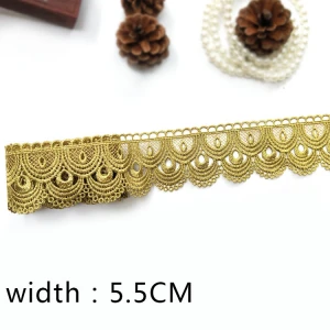 Wholesale Gold Metallic Yarn New Design Semicircle Lace Trim Decorative Lace Ribbon