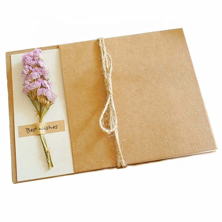 Wholesale Paper Dried Flowers Greeting Cards And Envelopes Folded Blank Greeting Card