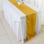 wholesale rectangle 100% polyester ruffled table skirting designs for wedding