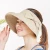 Import wholesale Summer outdoor female sun cap round head empty top sun hat big brim visor with bowknot/Trendy solid color bow visor. from China