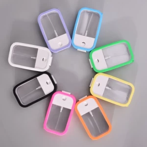 wholesales 45ml Empty plastic credit card perfume spray bottle with silicon rubber case for hand sanitizer sprayer