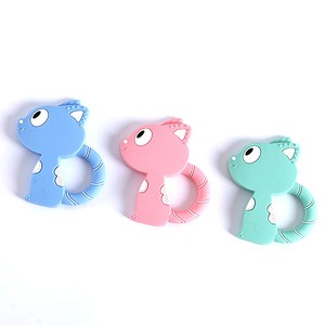 Wholesales Food Grade Soft Silicone Cat Baby Teether With Pacifier Clip