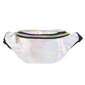 Women Fanny Pack Bag Reflective Laser Shoulder Bag PU Womens Belt Waist Bag