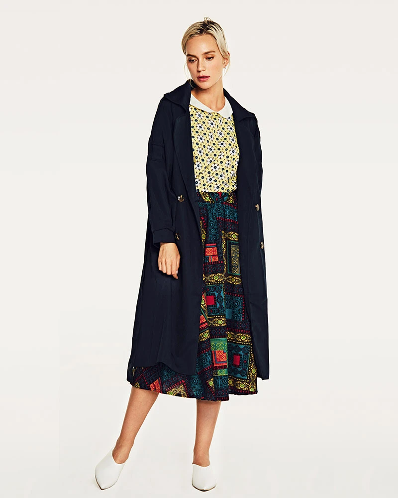 Womens Mid-Length Trench Coat Wholesale Slim Lapel Womens Elegant Trench Coat