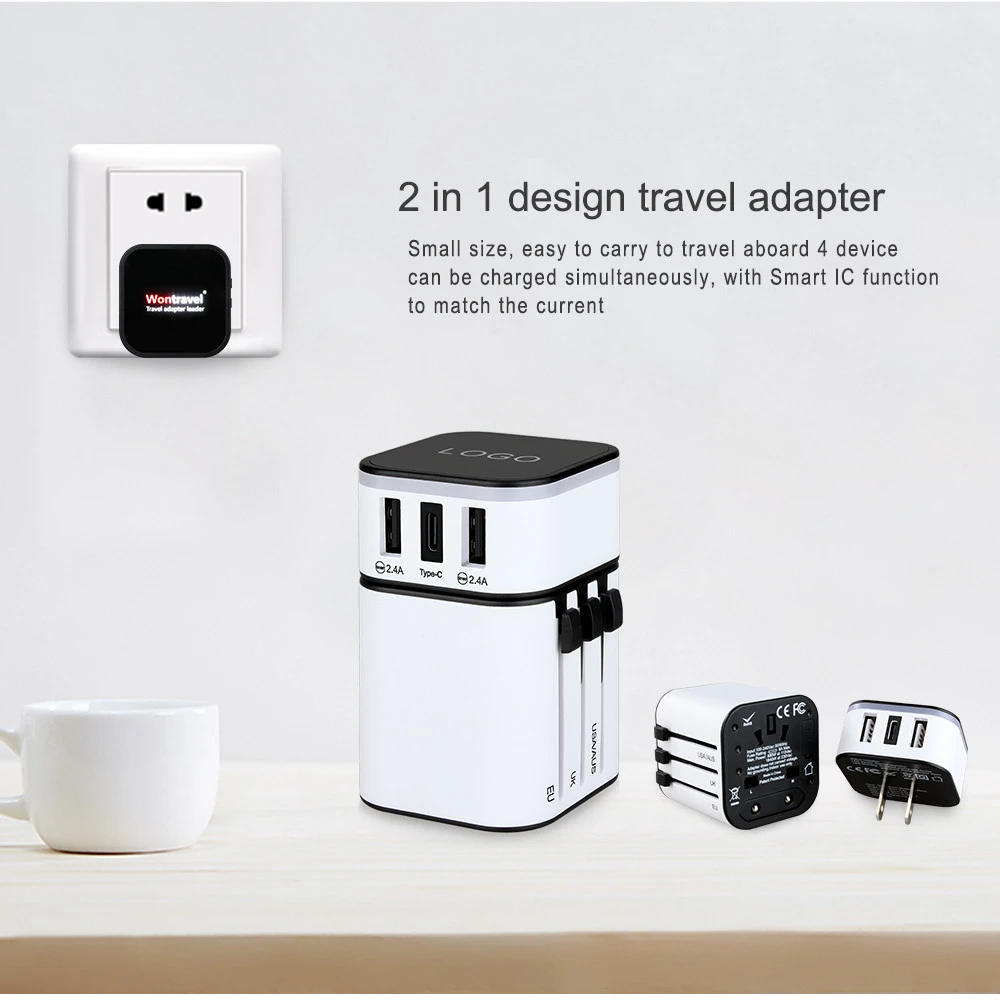 Wontravel Worldwide All In One Power Universal Travel Plug Adaptor Smart 5V Charger USB Adapter