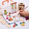 Wood hollow out drawing board toy for kids paint