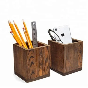 wood pencil holder cups office supplies organizer