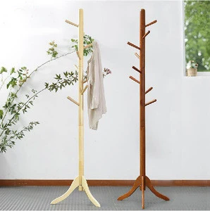 Wooden Coat Rack Free Standing, Coat Hat Tree Coat Hanger Holder Stand with Round Base for Clothes,Scarves,Handbags,Umbrella
