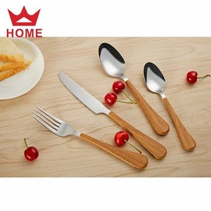 Wooden handle flatware set stainless steel cutlery