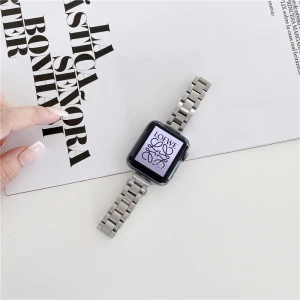 YEEYOU Stainless Steel 3 Bead Slim Watch Strap For Apple watch band 38/40/41/42/44/45mm For iWatch Series Bracelet Metal Wrist