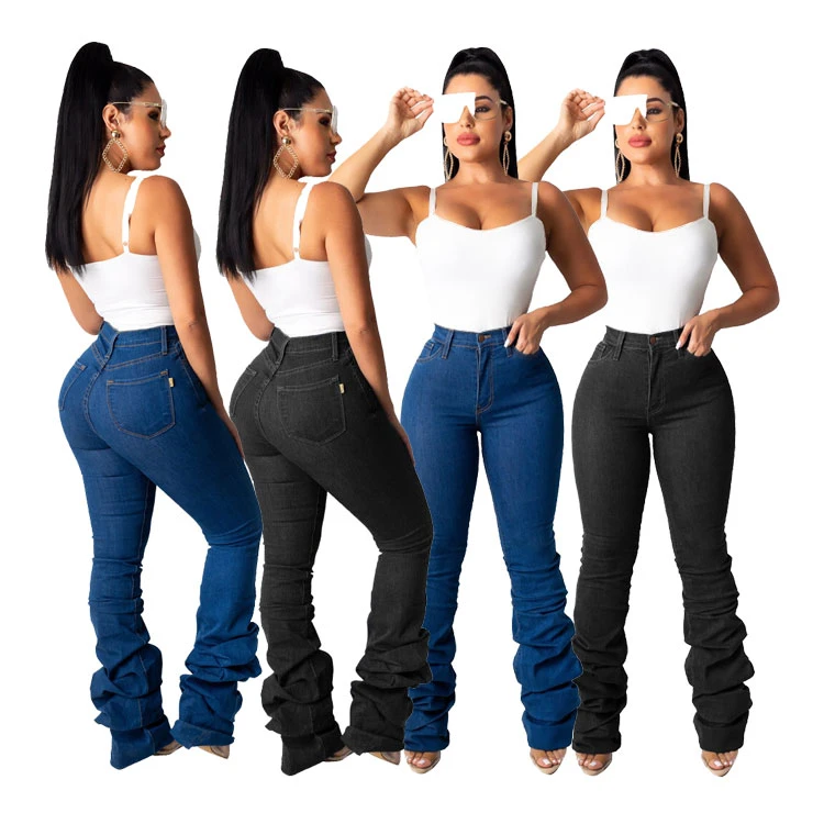 *YH-33335 Fall 2020casual fashion lady full length pencil denim pants high-waisted solid color new design women jeans denim pant
