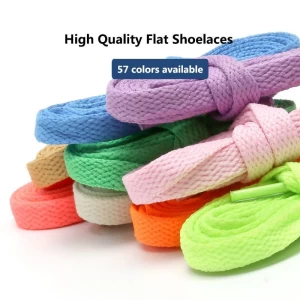 High quality flat shoelace 57 colors length flat aj shoelaces for sneakers