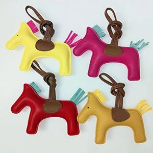 pu leather tassel pony pendant bag ornaments creative fashion small gift pendant car keychain