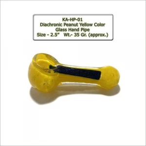 Dichronic Peanut Yellow Color Glass Hand Pipe