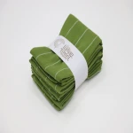The Indian Towel Company Hand Towels | 100% Cotton | Pack of 4 | Sage Green | Striped