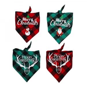 Christmas Free Design Custom Printed Pet Polyester Pattern Triangle Scarf Dog Bandana
