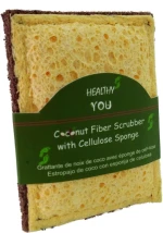 Coconut Kitchen Scrub pad with cellulose sponge stitched