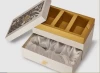 Cosmetic set rigid box with paper  divider and satin
