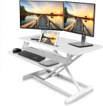 Altus Height Adjustable 880mm Stand Up Desk Converter Sit to Stand Tabletop Dual Monitor Riser Workstation (Riser_White)
