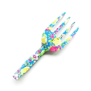 100% aluminum colorful design small floral printing garden fork hand tools