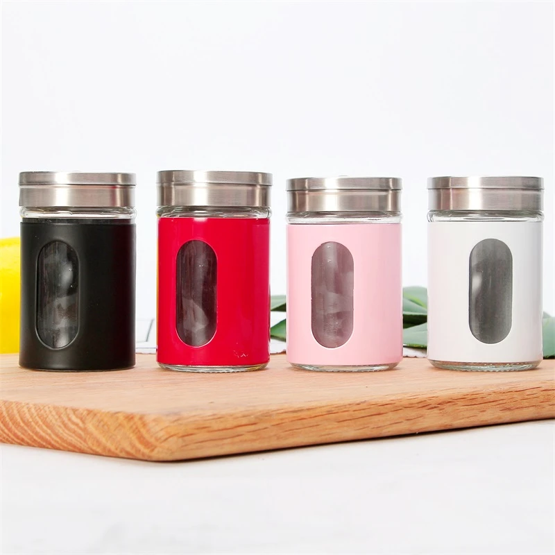 100ml Round glass condiment containers spice jar, salt shaker