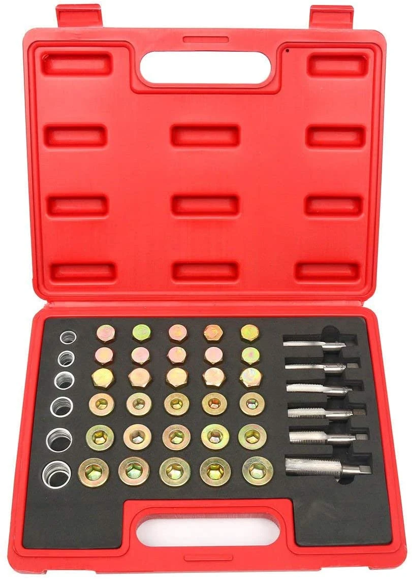 114pcs Oil Pan Thread Repair Kit Sump Gearbox Drain Plug Tool Set M13-M22