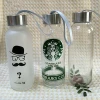 12oz 14oz 300ml400ml500ml high capacity factory frosted glass drinking water bottle with sleeve lid decal