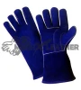 14" Welding Gloves Blue Cow Split Leather Welder Work Safety Glove Top Quality Manufacturer CE EN 388