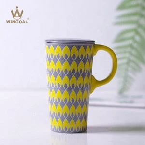 17oz Tall Ceramic Travel Mug Tea Mug with Infuser