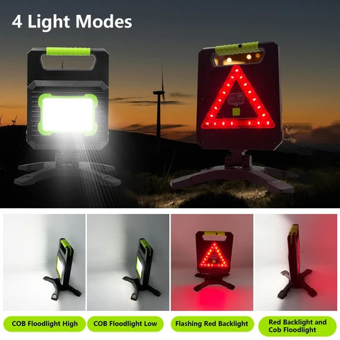 2 in 1 1200lm Portable Magnet Rotating COB Warning Light TYPE-C LED New Car 20W Rechargeable Industrial Work Working Light