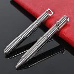 2 in 1 Outdoor Gifts Keychain Ball Pen Metal Custom logo Mini Pocket Silver Bolt Action Survival Defense Tool Glass Breaker Pen