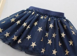 2017 Sequin Star Baby Girls Tutus Skirts Navy Blue Children Tulle Skirt Kids Princess Baby Girls Mini Skirt
