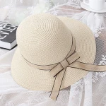2017 women summer headwear straw hat custom bowknot ribbon cheap floppy lady beach hat
