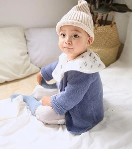 2019  organic cotton plain unisex children knitted cardigan baby sweater