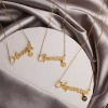 2020 Gold Plated Stainless Steel Necklace Cursive Letter Zodiac Sign Pendant Necklace