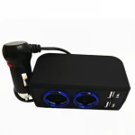 2020 New Car Accessories 5V 2.4A Quick Charge Cell Phone 2-way Socket with Dual USB Car Charger for Iphone Android Phones 12-24v