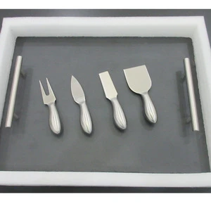 2020 Popular Natural Black Slate Serving Tray as cheese board with cutlery &amp; dishes