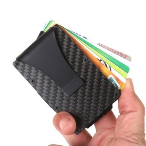 2020 Real Carbon Fiber Mini RFID Aluminum Wallet Credit Cards Holder Metal ID Case for Men Women