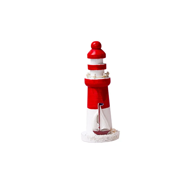 2021 New Design  Decorativ Handmade Wood Mini Lighthouse Ornament 5.15" Height for Home Decor