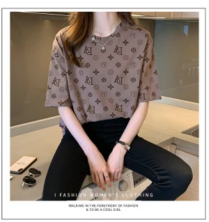 2021 Summer New Cotton Short-sleeved T-shirt Womens Ins Relaxed Design Sense of Fashion Fried Street Dragon Fruit Blouse