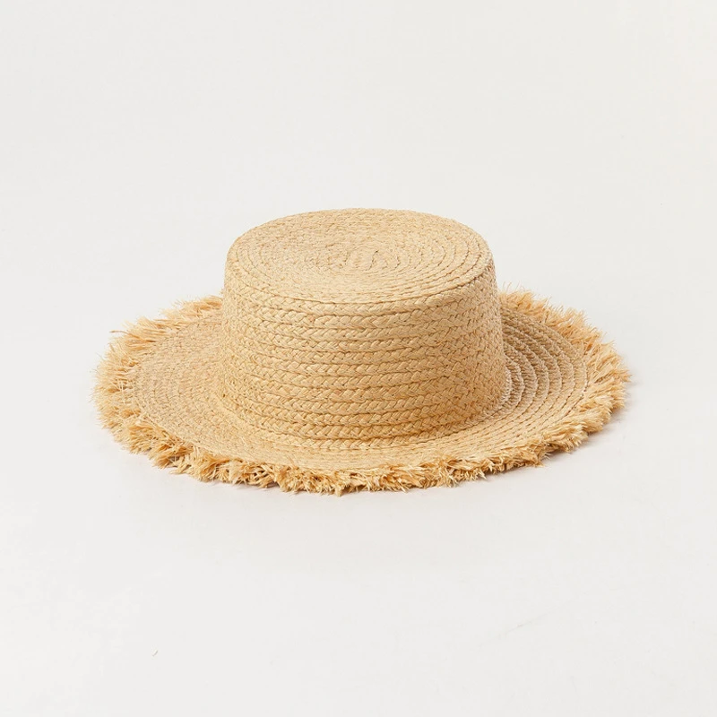 2021 wholesale kids summer flat top summer straw hat custom
